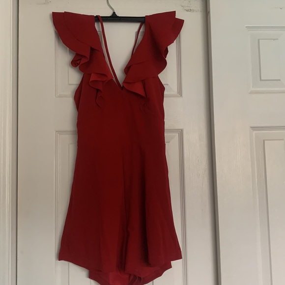 Dark red open back romper, S/XS, brand new - Picture 3 of 4